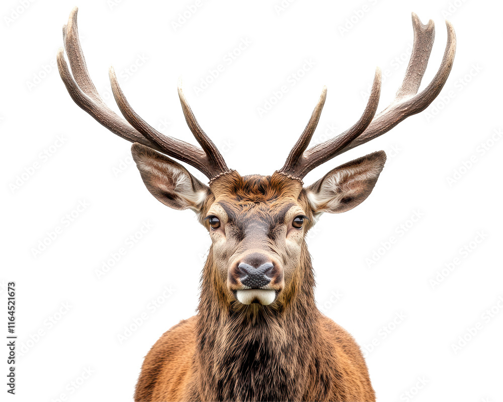 Isolated Deer Head with Antlers Close Up Isolated Deer Head with Antlers Close Up