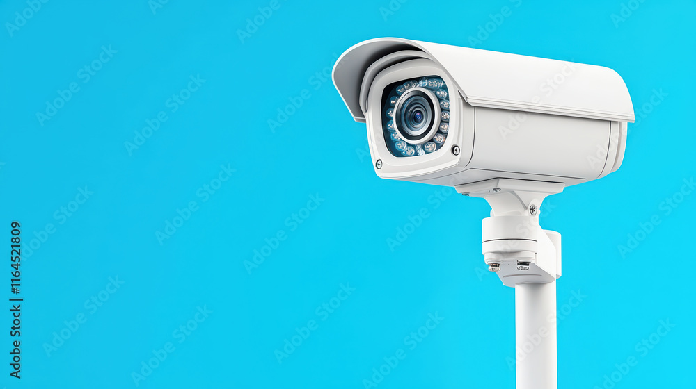 security camera on blue background, modern design security camera on blue background, modern design