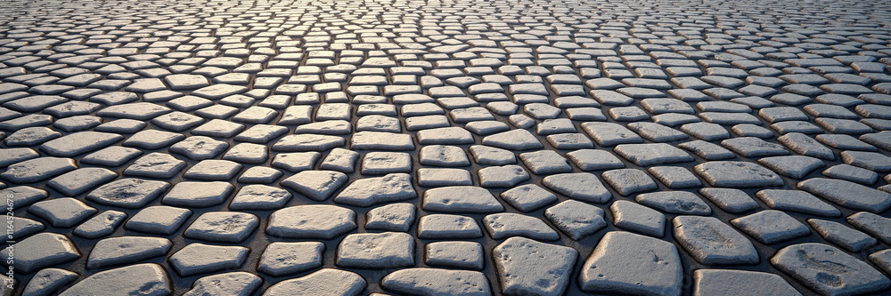 Obraz premium Sunlit stone pavement with irregular pattern 
