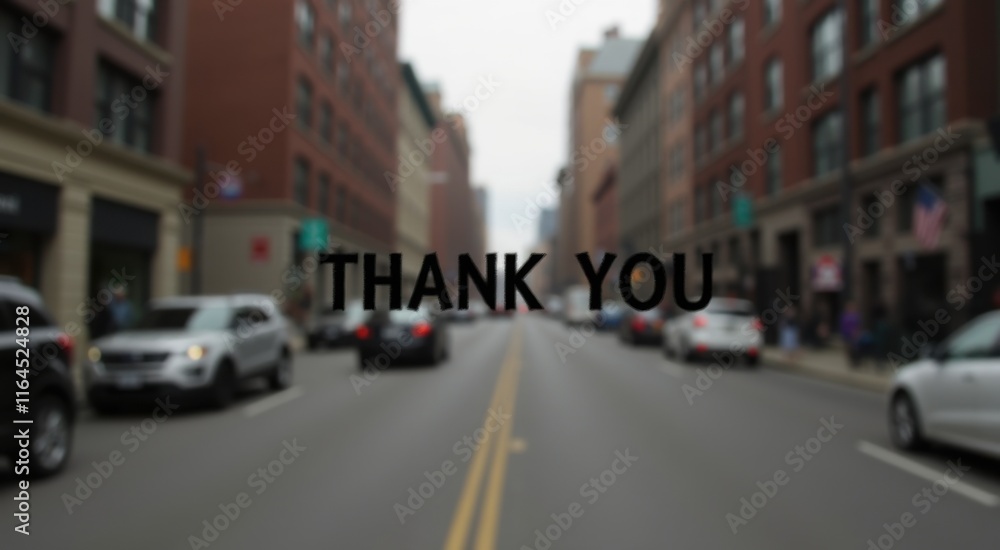 Fototapeta premium Blurry image of a city street with cars, thank you