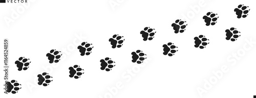 Puma paw prints silhouette. Wild animal. Leopard paw prints vector