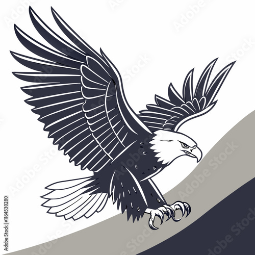 Vector illustration of an eagle with it's wings wide spread preparing to catch prey