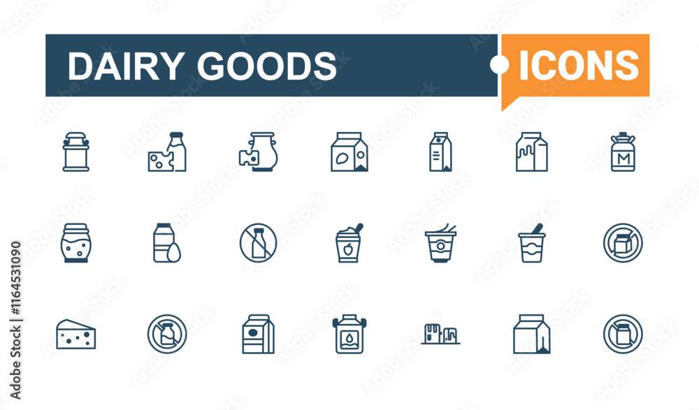 Dairy Goods linear icon collection. Featuring farm, Dairy, can, sour, ice cream, product, organic, drink. Solid line editable vector illustration. Dairy Goods linear icon collection. Featuring farm, Dairy, can, sour, ice cream, product, organic, drink. Solid line editable vector illustration.