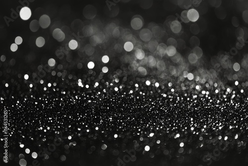 Captivating black and white bokeh with sparkling lights creating an enchantin...