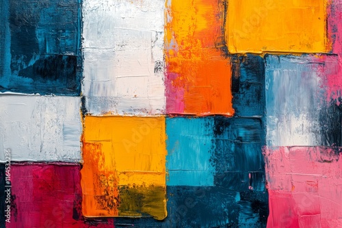 Colorful abstract canvas art piece with bold brush strokes and vibrant hues c...