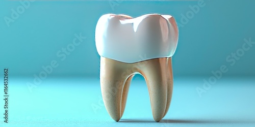 Educational model with post of dental implant between teeth and crowns