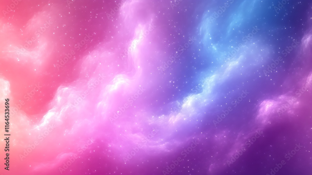 Obraz premium Celestial Nebula Pink And Blue Cosmic Clouds