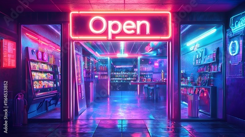 Wallpaper Mural Neon Nights: A Cyberpunk Convenience Store Torontodigital.ca