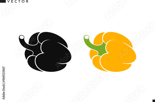 Bulgarian pepper vector. Bell pepper silhouette