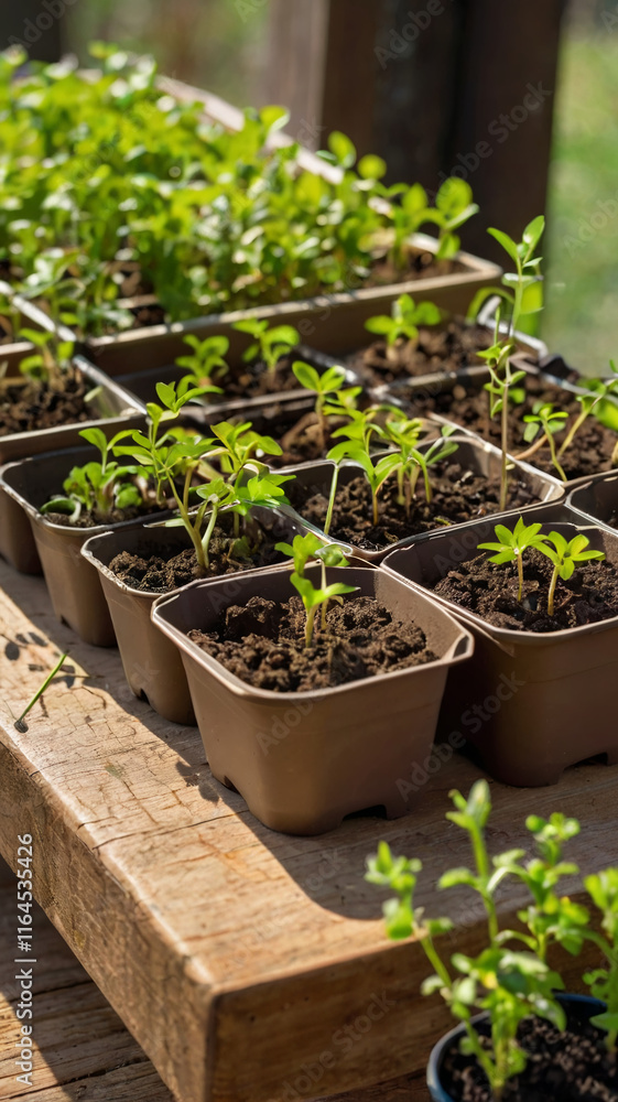 Seedlings in Biodegradable Pots Seedlings in Biodegradable Pots