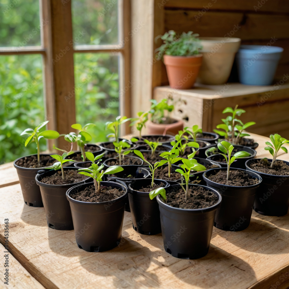 Seedlings in Biodegradable Pots Seedlings in Biodegradable Pots