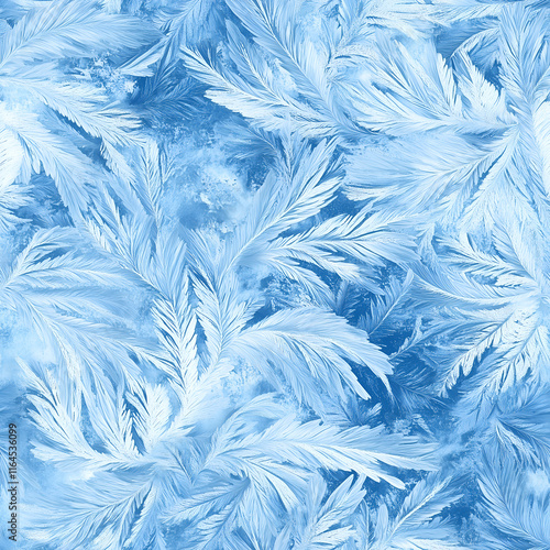Photorealistic ice crystal formations on winter window pattern Repeating Pattern Tile