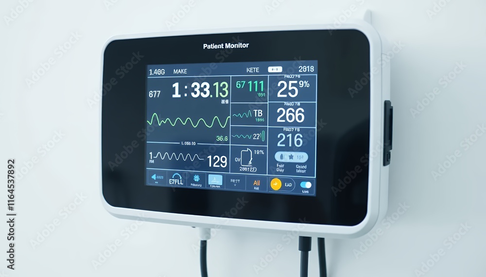 Medical Patient Monitor: Clean, Modern Digital Display with Vital Signs Medical Patient Monitor: Clean, Modern Digital Display with Vital Signs