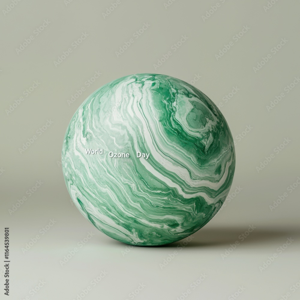 Green Marble Globe Representation for World Ozone Day Awareness Green Marble Globe Representation for World Ozone Day Awareness