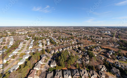 Day Time Drone Images of American Neighborhood in the Wakefield Section of Raleigh, North Carolina photo