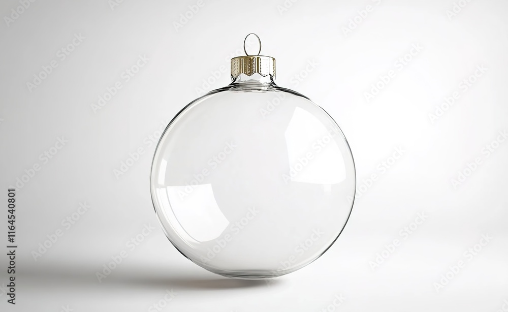 A transparent glass Christmas ornament on a white background A transparent glass Christmas ornament on a white background