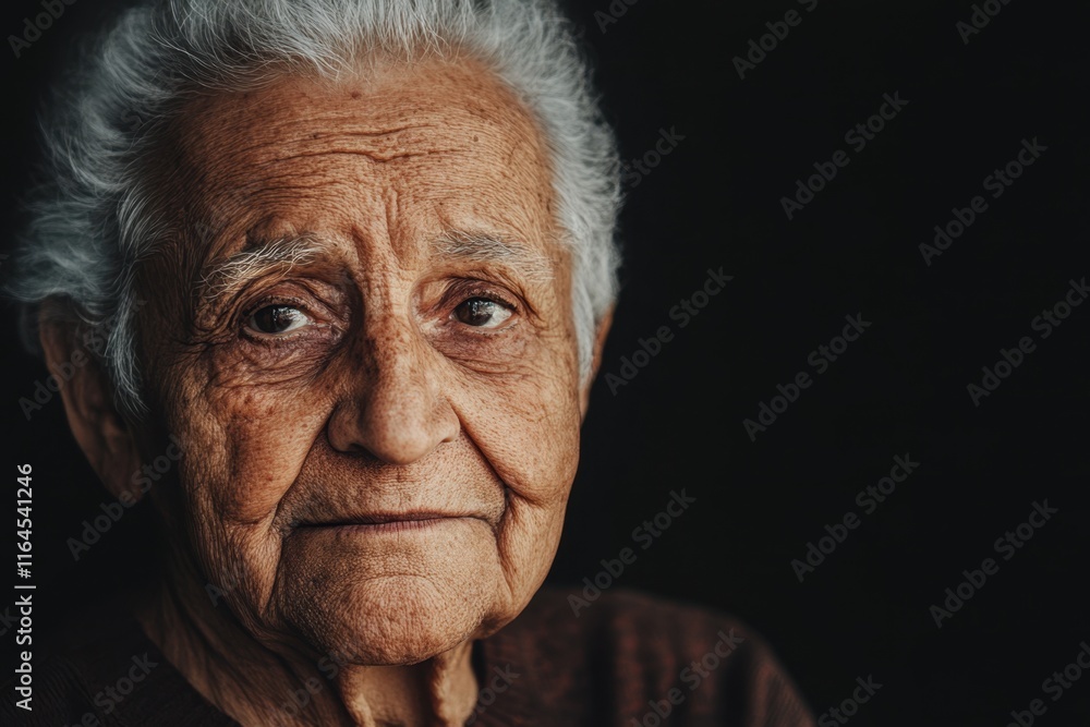 Elderly Woman with Deep Expression Against Dark Background: Wisdom of Aging Elderly Woman with Deep Expression Against Dark Background: Wisdom of Aging