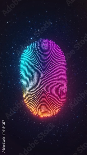 Vibrant Fingerprint Against Cosmic Background with Neon Colors
