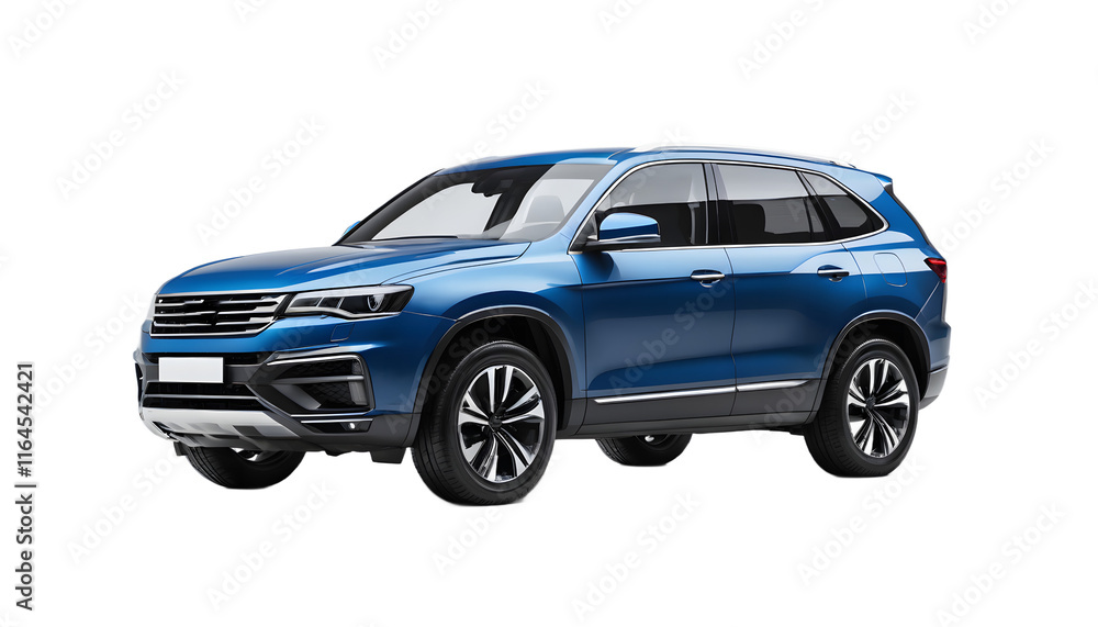 Modern Blue SUV with Transparent Background for Design Modern Blue SUV with Transparent Background for Design