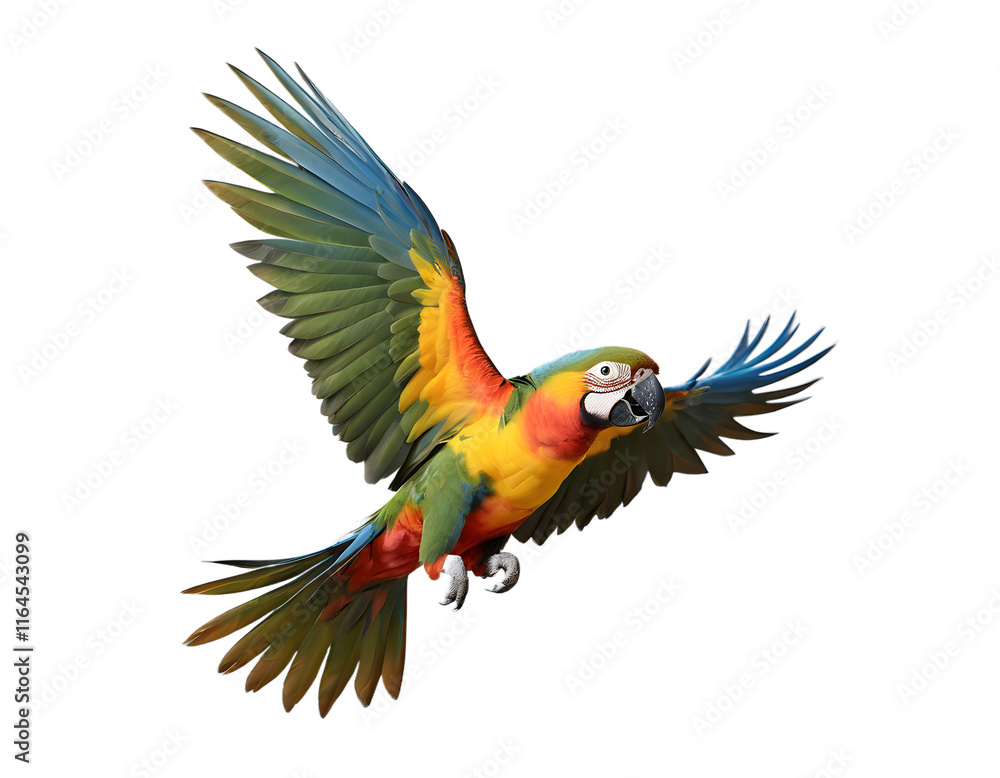 Obraz premium Vibrant Macaw Soaring Through the Air