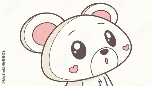 Sweet Surprise:  A charming and expressive cartoon bear with blushing cheeks and big eyes, capturing a moment of innocent delight and surprise.  