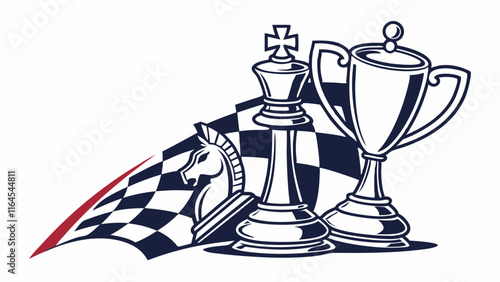 Chess Victory: King, Knight, and Trophy illustration 