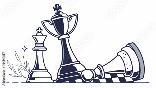 Checkmate:Victory in Line Art Style 