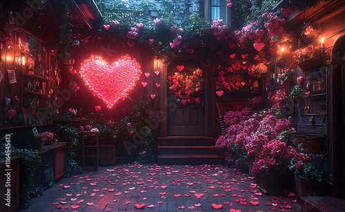 Cozy House with a Heart-Shaped Sign of Love



