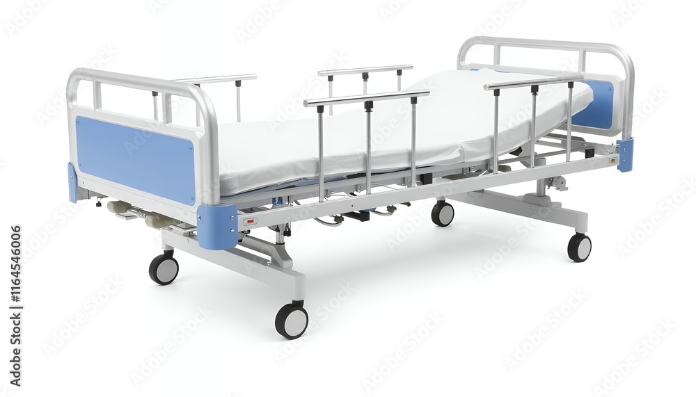 Modern Hospital Bed: Clean, Minimalist Design with White Mattress Modern Hospital Bed: Clean, Minimalist Design with White Mattress