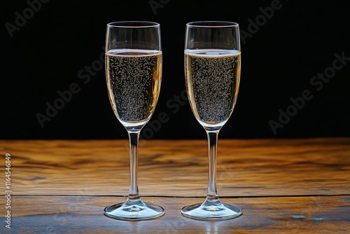 Elegant golden cocktails served in stylish martini glasses on a rustic wooden...
