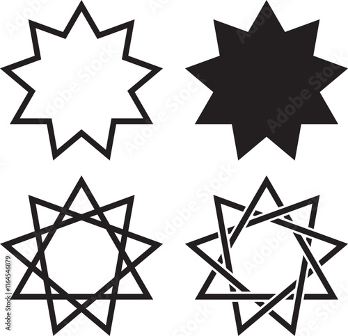 Bahai nine pointed star vector illustration.