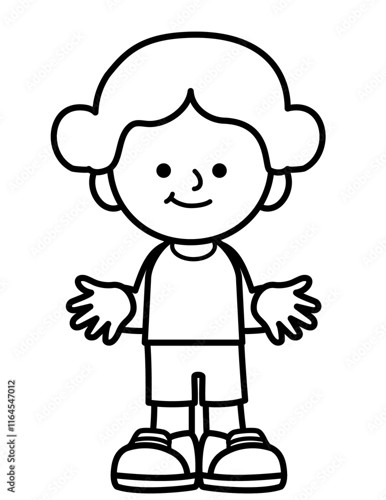 kid smile and enjoy activities in black and white line kid smile and enjoy activities in black and white line