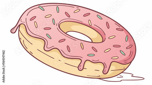 Pink Donut Delight: A mouthwatering illustration of a glazed donut, adorned with colorful sprinkles, captures the essence of sweet indulgence.