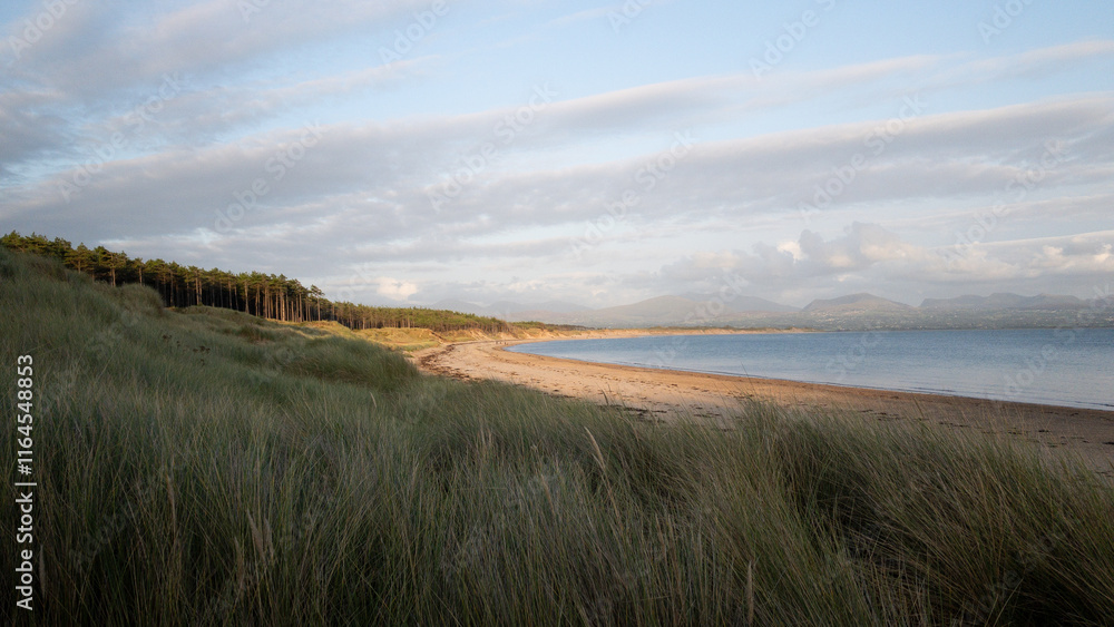 Newborough beach in Anglesey at sunset Newborough beach in Anglesey at sunset