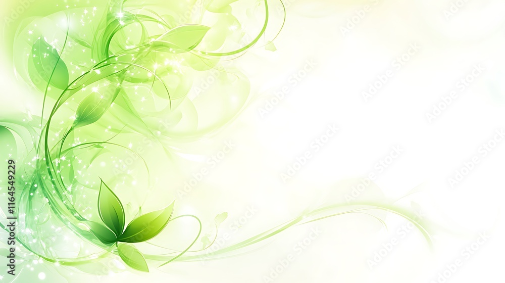 Abstract Green Floral Design With Sparkling Lights Abstract Green Floral Design With Sparkling Lights