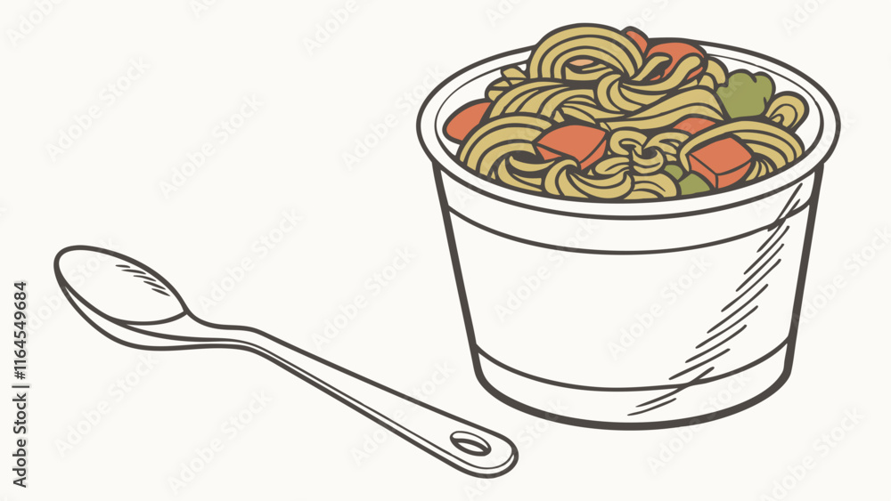 Noodle Delight: A comforting bowl of noodles with vegetables, ready to be enjoyed. Perfect for quick meals and on-the-go dining. Noodle Delight: A comforting bowl of noodles with vegetables, ready to be enjoyed. Perfect for quick meals and on-the-go dining.