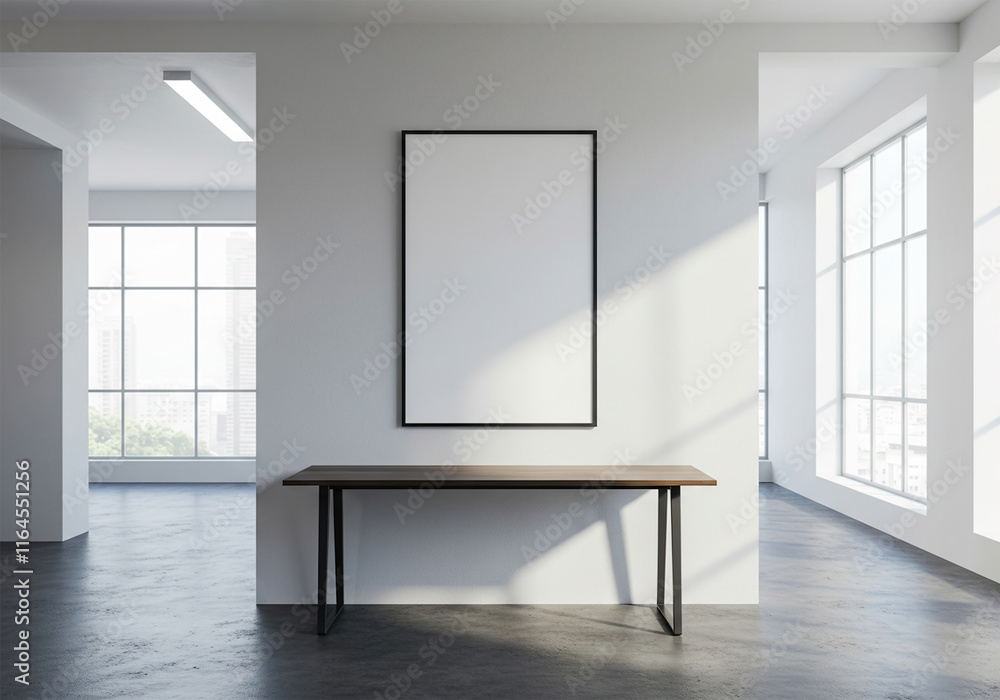 Blank poster on the wall in modern office Blank poster on the wall in modern office