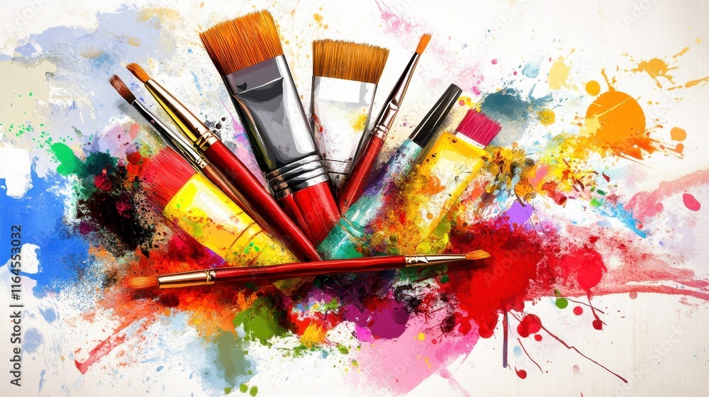 Obraz premium Creative Brainstorming Art Supplies Composition