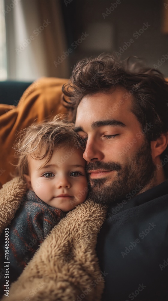 Heartwarming paternal bonding moment in cozy setting capturing family love and connection Heartwarming paternal bonding moment in cozy setting capturing family love and connection