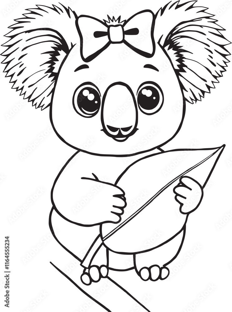 Fototapeta premium Adorable Black and White Koala Coloring Pages