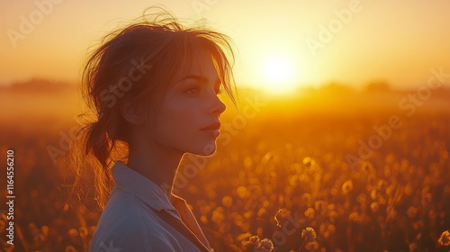Woman enjoying a sunset on a rooftop with vibrant colors in the background
