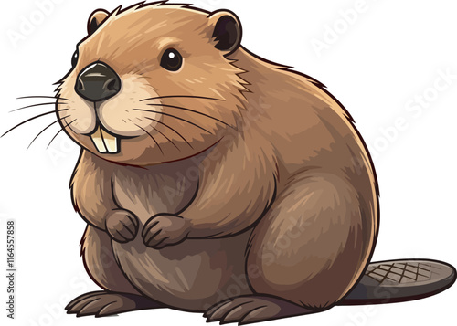 Cute Cartoon Beaver vector and illustration white color Background