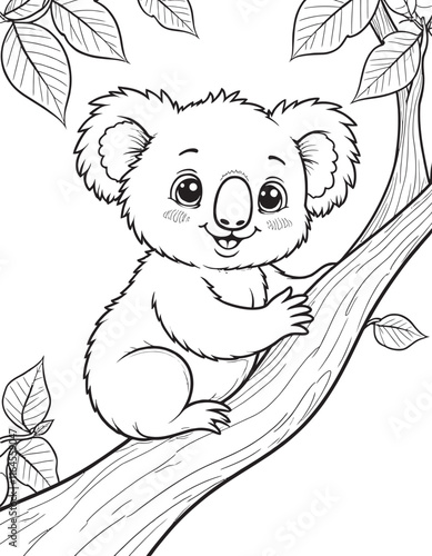 Adorable Black and White Koala Coloring Pages