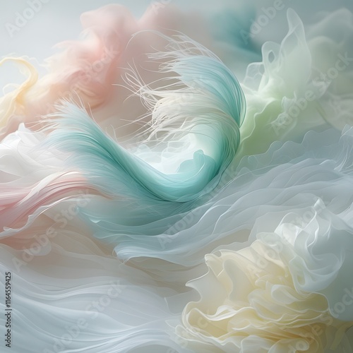 Ethereal whispers of color unfold as soft, delicate hues mingle and merge in subtle, harmonious ways, evoking the gentle lapping of waves or the softest of breezes. photo