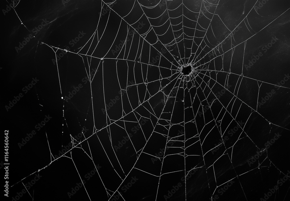Fototapeta premium Black marble background with spider web, monochrome, high resolution