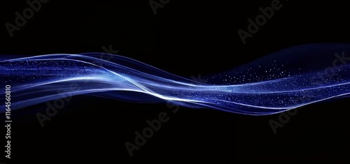 Futuristic abstract black background with network connections and glowing nodes in blue