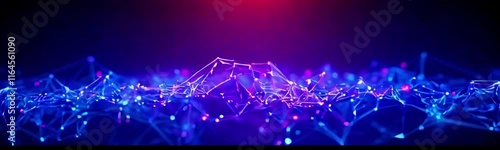 Futuristic abstract background with network connections and glowing nodes in blue and pink,