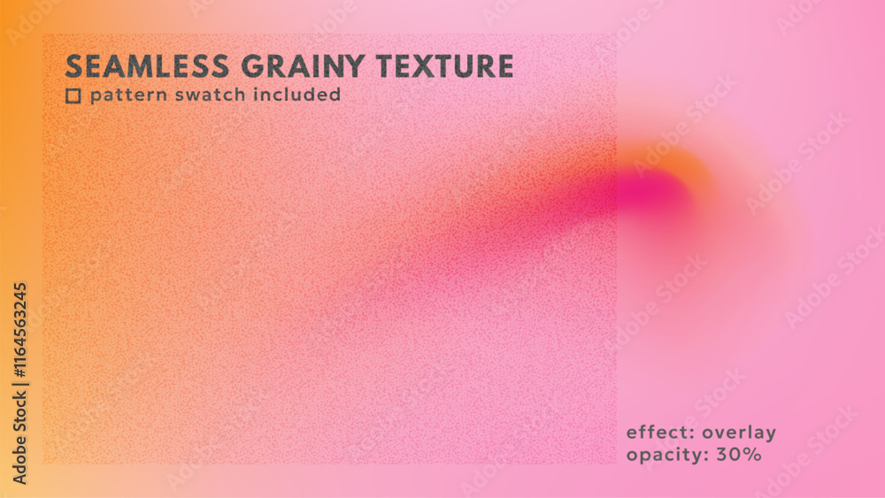 Obraz premium Seamless grainy texture for modern, trendy, retro designs. Overlay effect for creative grainy backgrounds, gradients, covers, banners. Pattern swatch included.