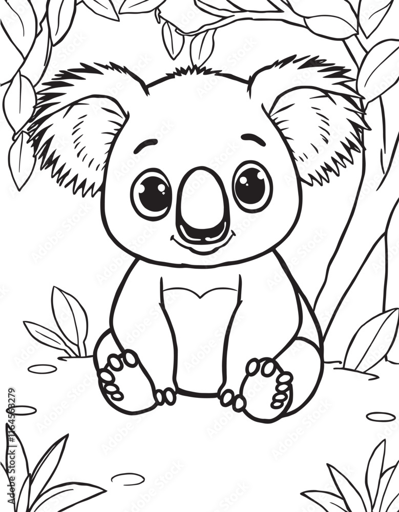 Fototapeta premium Adorable Black and White Koala Coloring Pages