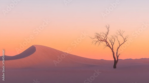 un vasto desierto bajo un suave crepúsculo en tonos pastel photo